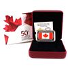 Image 1 : 2015 $50 50th Anniversary Canadian Flag Fine Silver Rectangular Coin (TAX Exempt).