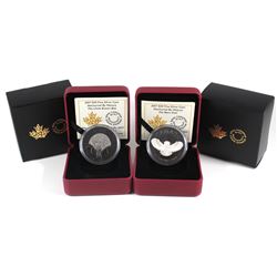 2017 Canada $20 Nocturnal By Nature - The Barn Owl & The Little Brown Bat Fine Silver Coins. 2pcs (T