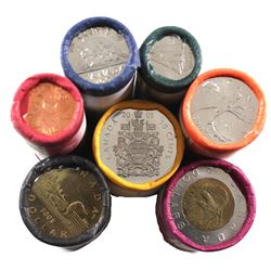 Rolls: 2005 Canada 1-cent to $2.00 Original Roll Lot. 7 Rolls.
