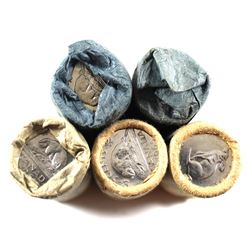 Canada 5-cents Original Rolls - 1961, 1963, 1964, 1965 & 1967. 5 Rolls.