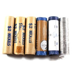 *Canada 5-cents Original Rolls of 40pcs - 1980, 1981, 1983, 2002P, 2005P Victory & 2007. 6 Rolls.