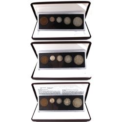 1917, 1918 & 1919 Canada 5-coin (1-cent, 5-cent, 10-cent, 25-cent, 50-cent) Decimal Sets in Hard Pla