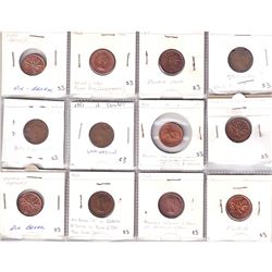 Estate Lot of Canada 1-cent with Minor Errors & Varieties. 12pcs.