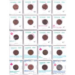 Errors: Estate Lot of 1953-1999 Canada 1-cent & 5-cents with Various Errors. 20pcs.