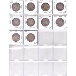 Estate Lot of 1906-1918 Canada 50-cents. All around VG grade. 10pcs.