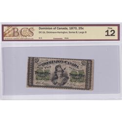 1870 25c DC-1b, Dominion of Canada, Dickinson-Harington, Series B, Large B, BCS Certified F-12 (smal