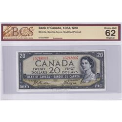 1954 $20 BC-41a, Bank of Canada, Beattie-Coyne, Modified Portrait, S/N: H/E5248997, BCS Certified CU