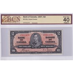 1937 $2 BC-22c, Bank of Canada, Coyne-Towers, S/N: A/R7211479, BCS Certified EF-40 Original.