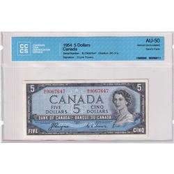 1954 $5 BC-31a, Bank of Canada, Coyne-Towers, Devil's Face, S/N: B/C9067647, CCCS Certified AU-50.