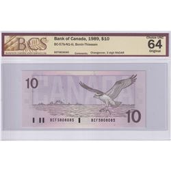 RADAR: 1989 $10 BC-57b-N1-iii, Bank of Canada, Bonin-Thiessen, Changeover, 3 Digit RADAR, S/N: BEF58