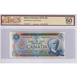 RADAR: 1972 $5 BC-48b-N1-iii, Bank of Canada, Lawson-Bouey, 4 Digit RADAR, S/N: SS6295926, BCS Certi