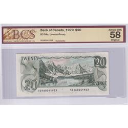 1979 $20 BC-54a, Bank of Canada, Lawson-Bouey, S/N: 50160041923, BCS Certified AU-58 Original.