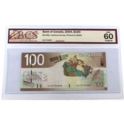 2004 $100 BC-66b, Bank of Canada, Jenkins-Carney, Printed in 2009, S/N: EJ2736869, BCS Certified UNC