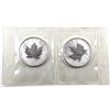 Image 1 : 2004 Canada Libra Privy Mark 1oz Fine Silver Maple Leafs Sealed in Mint Plastic. 2pcs (TAX Exempt)