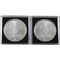 Pair of Gairsoppa Shipwreck 1oz .999 Fine Silver Rounds. 2pcs (TAX Exempt)