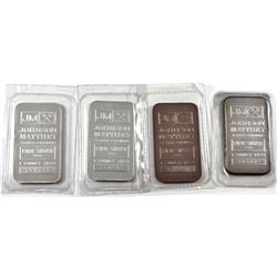 4 x 1oz Johnson Matthey .999 Fine Silver Bars in Sealed Plastic. 4pcs (TAX Exempt)