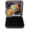 Image 1 : 2018 USA 1oz .999 Fine Silver Eagle Coloured & Gold Plated Donald Trump and American Flag Design in 