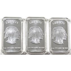 USA Liberty Buffalo 1oz .999 Fine Silver Bars in Capsules. 3pcs (TAX Exempt)