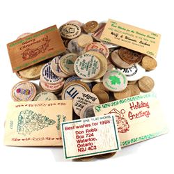 Estate Lot of Mixed Wooden Tokens. You will receive 84 tokens in this Collection. 84pcs.