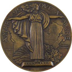 1867-1927 Confederation of Canada Bronze Medal by Raymond Delamarre. 76mm diameter.