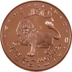 *20x 1oz .999 Fine Copper Rounds in Tube - 10x Virgo & 10x Leo. 20pcs (TAX Exempt)