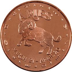 *20x 1oz .999 Fine Copper Rounds in Tube - 10x Taurus & 10x Aries. 20pcs (TAX Exempt)