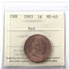 Image 1 : 1-cent 1903 ICCS Certified MS-65 RED! Nice Lustrous full red coin!