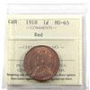 Image 1 : 1-cent 1918 ICCS Certified MS-65 RED