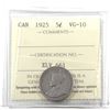 Image 1 : 5-cent 1925 ICCS Certified VG-10. *Key Date*