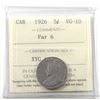 Image 1 : 5-cent 1926 Far 6 ICCS Certified VG-10. *Key Date*