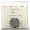 Image 1 : 5-cent 1947 Dot ICCS Certified VF-20.