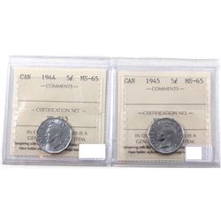 Group Lot: 1944 & 1945 Steel Victory 5-cents both ICCS Certified MS-65!