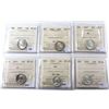 Image 1 : Lo of Canada 10-cents ICCS MS-63: 1937, 1940, 1947 ML, 1953 SF, 1953 NSF, & 1955 MS-64. 6pcs
