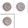Image 2 : Group Lot 3x 1947 Silver 50-cents. Lot includes: 1947 Curved 7, Straight 7, & Maple Leaf, all in VF 