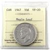 Image 1 : 50-cents 1947 Maple Leaf ICCS Certified VF-20 *Key Date*