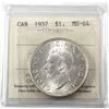 Image 1 : Silver $1 1937 ICCS Certified MS-64. Attractive Blast white Mint bloom!