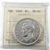 Image 1 : Silver $1 1949 ICCS Certified MS-65. Pristine Strong Strike!