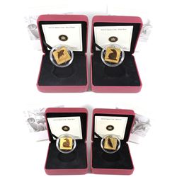 2010-2011 Canada $3 Wildlife Gold Plated Sterling Silver Square Coins - 2x 2010 Polar Bear, 2010 Bar