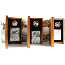 2004 Canada $5 Majestic Moose, 2004 $8 Great Grizzly & 2005 $5 White-Tailed Deer and Fawn Sterling S