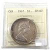 Image 1 : Silver 1967 $1 ICCS Certified SP-67 Heavy Cameo. Beautifully Toned