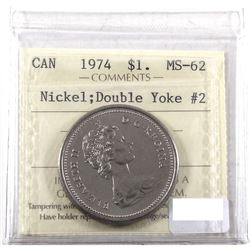 Nickel $1 1974 Double Yolk #2 ICCS Certified MS-62.