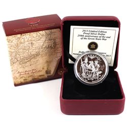 2013 Canada $1 250th Anniversary of the End of the Seven Years War Limited Edition Proof Silver Doll