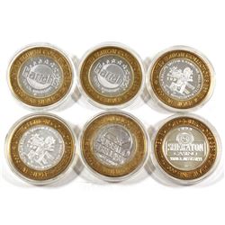 Estate Lot of 6x Las Vegas .999 Fine Silver $10 Casino Tokens in Capsules. You will receive 2x Bally