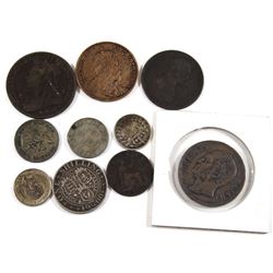 Assorted World Coins and Tokens. Some Silver. Please view scans. 10pcs