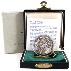 1986 China 5 Yuan Panda .900 Silver Coin in Black Display Box. Weighs 22.22g.