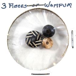 3x Indian Wampum Beads. 3pcs