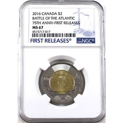 2016 Canada $2 NGC Certified MS-67 Battle of the Atlantic