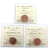 Image 1 : Canada 1-cent 2010 ICCS MS-66 Red, 2011 Non-Magnetic MS-64 Red & 2012 Magnetic MS-65 Red. 3pcs