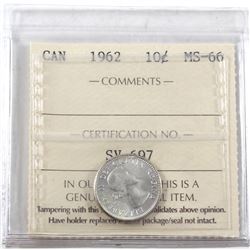 1962 Canada 10-cents ICCS Certified MS-66