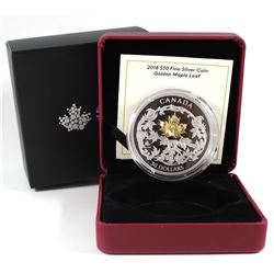 2018 Canada $30 Golden Maple Leaf 2oz Gold Plated Fine Silver Coin (TAX Exempt). Issued by the Royal